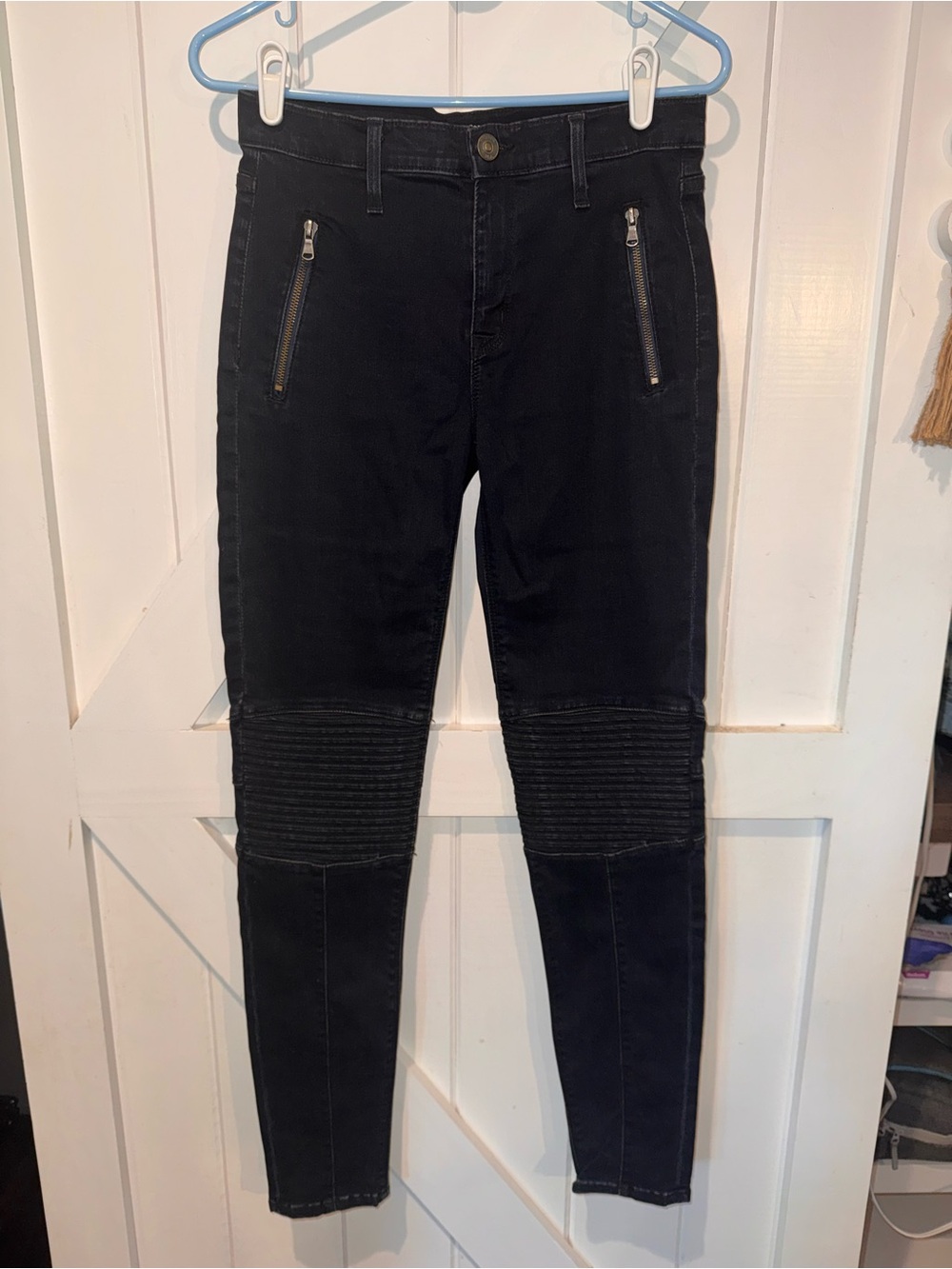 Hudson Stark Moto Skinny Jeans Size 27 Black Zip Pockets Biker Made USA